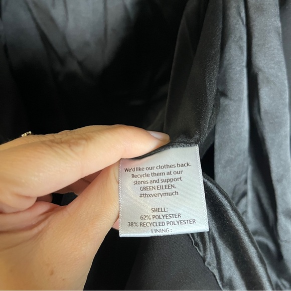 Eileen Fisher Open Front Blazer Silk Lined Black Womens L Quiet Luxury Preppy - Picture 12 of 16